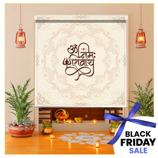 Blackout Printed Indoor Roller Blind - Ādideva Spiritual Blinds Series