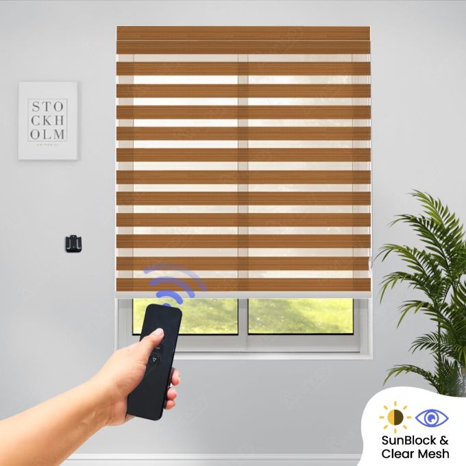 Zebra Indoor Motorised Roller Blind (Polyester Sunblock Mesh)